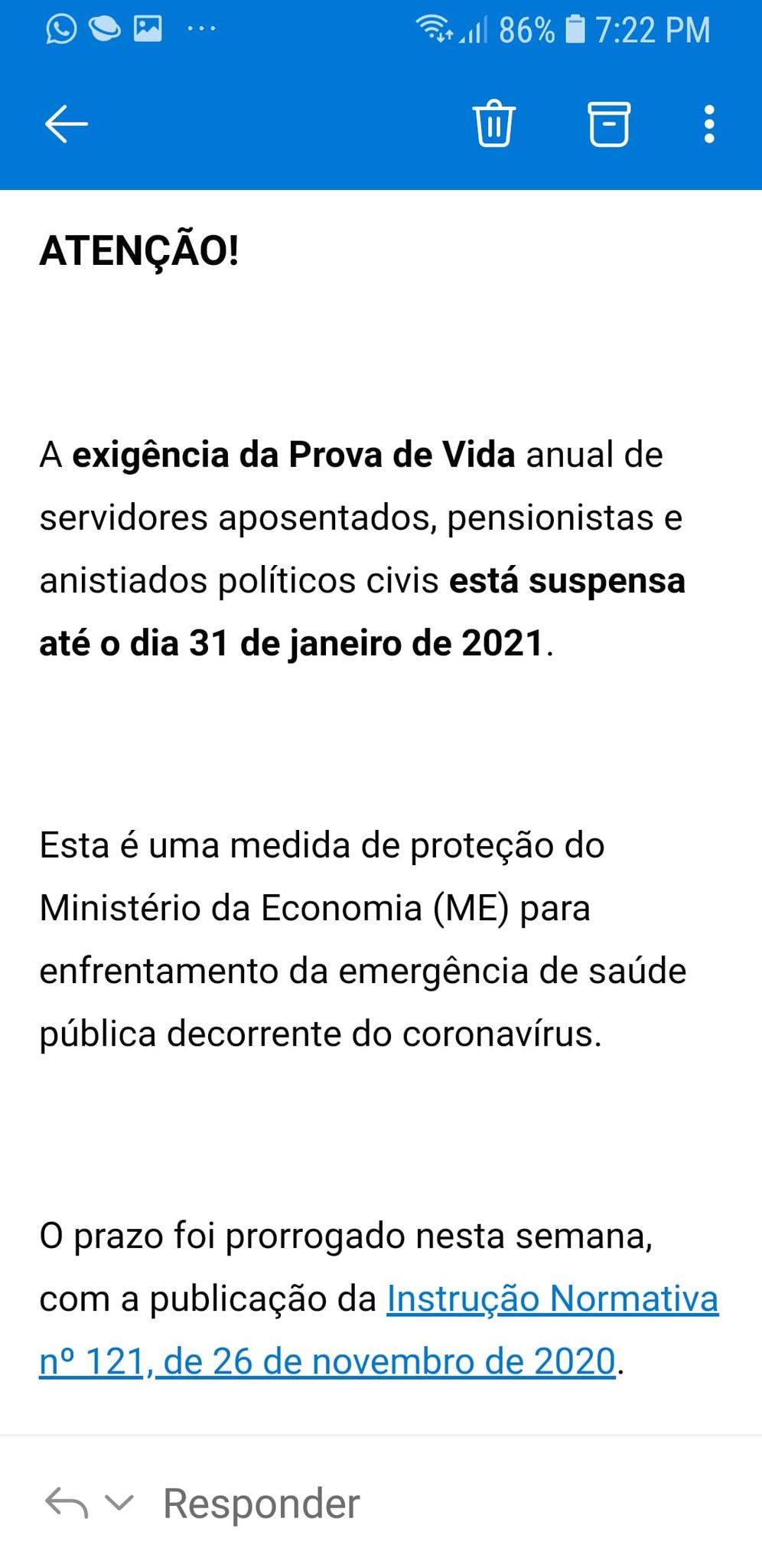 Exigência de “Prova de Vida Anual” é adiada Exigência de “Prova de Vida Anual” é adiada
