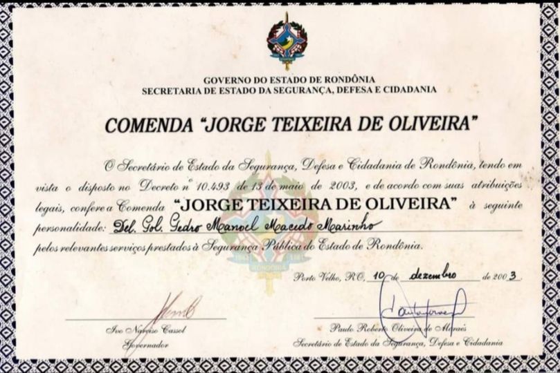 Comenda “Jorge Teixeira de Oliveira Comenda “Jorge Teixeira de Oliveira
